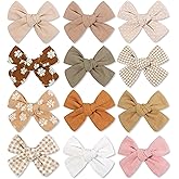 Baby Girl Hair Clips Set, 12 Pcs Hair Bows Barrettes Handmade Accessories Alligator Clip for Little Girls Babies Toddlers Child Kids Teens Gifts