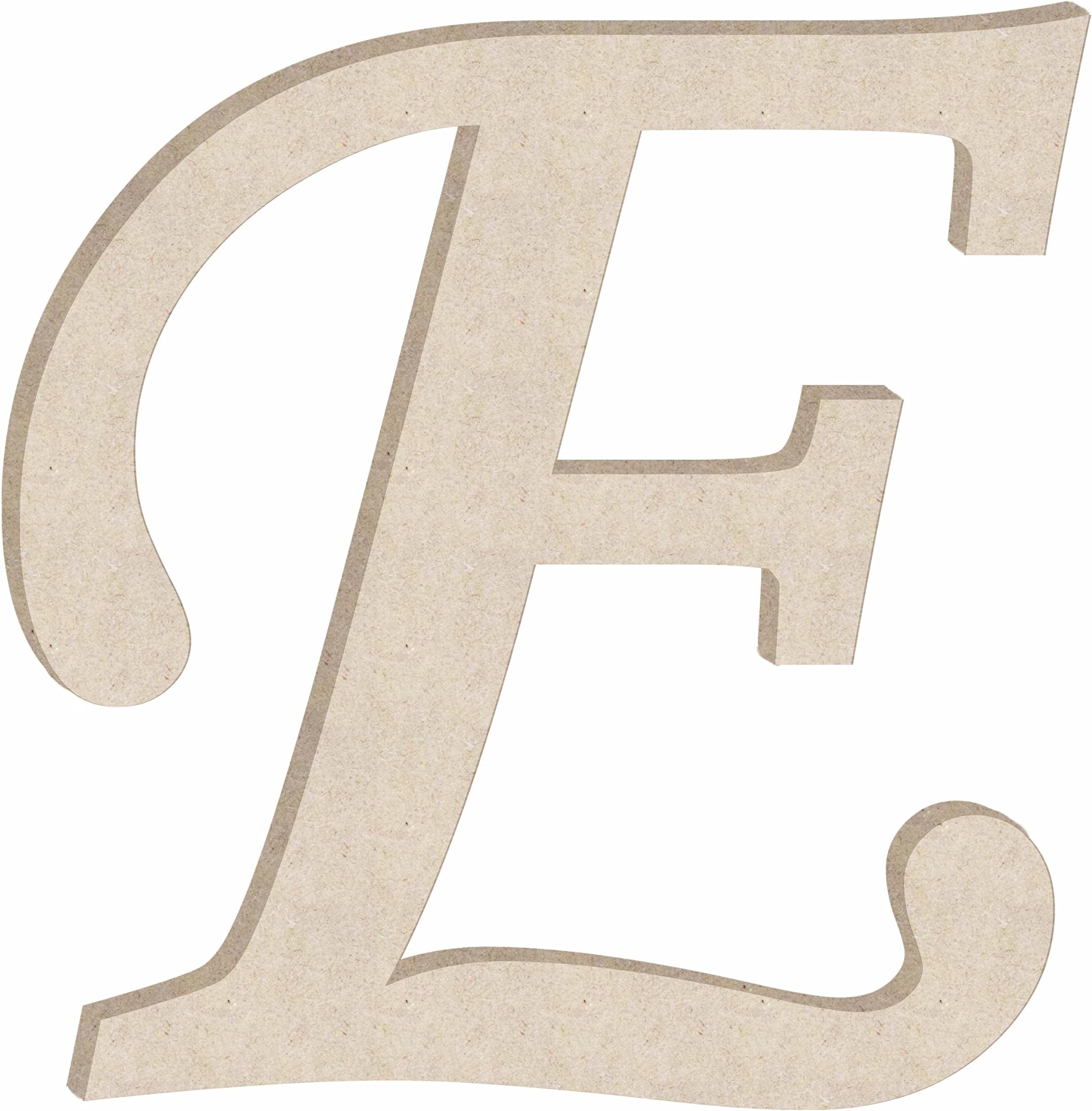 22" Monotype Unfinished Wood Letter Monogram E (Sizes 12"-30")