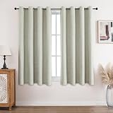 CUCRAF 100% Blackout Curtains 52x72 Inches Two Panels Beige Eyelet Thermal view 2