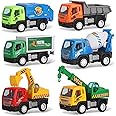Liberty Imports 6 Pack Pullback City Builder Toy Construction Play Vehicles for Kids – Dump Truck, Sanitation, Cement Mixer, Excavator, Crane, Delivery Van
