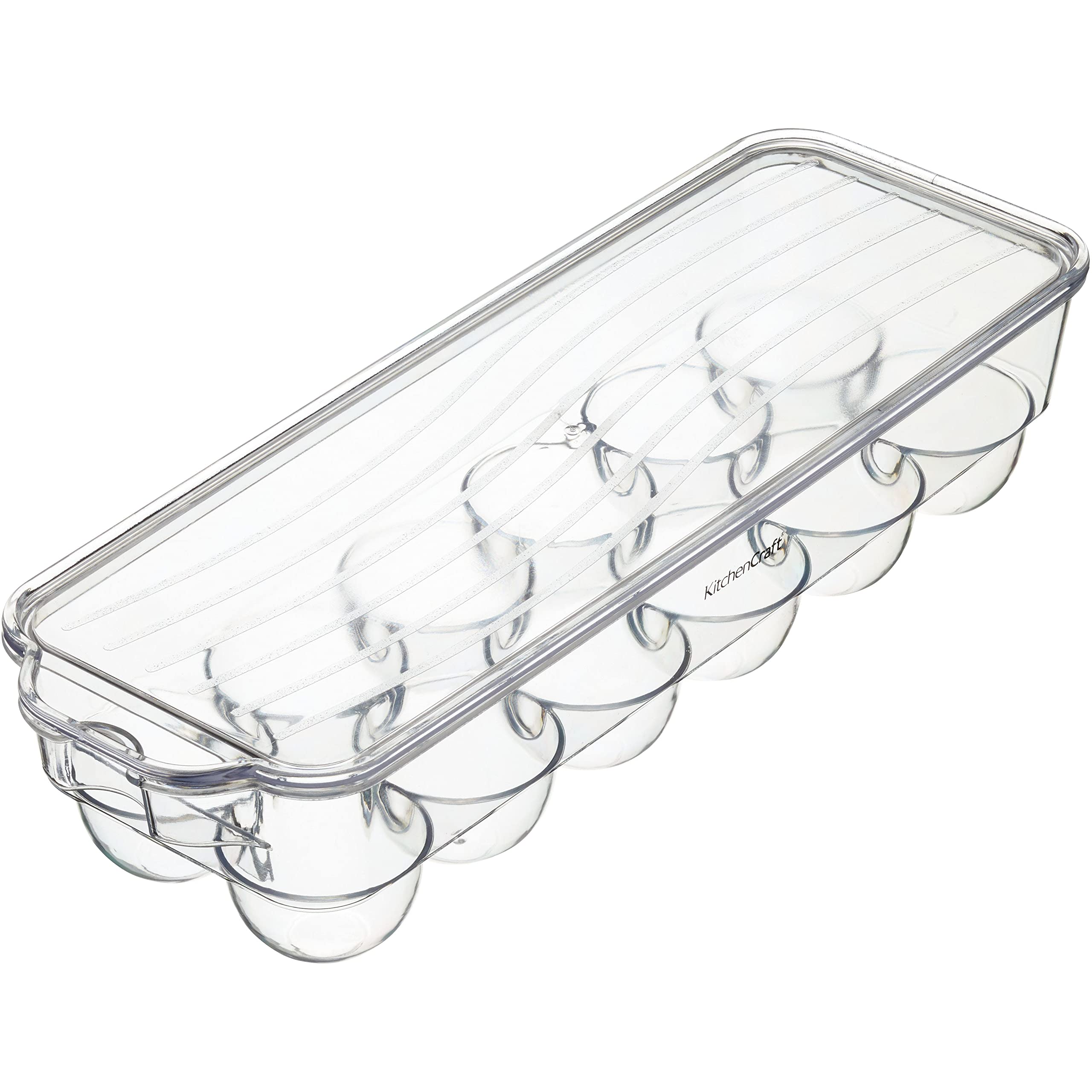 KitchenCraft KCFSTORE12 Fridge-Safe Plastic Egg Holder with Lid, 32.5 x 11.5 cm (13" x 4.5") - Transparent — image 1