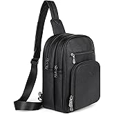 FADEON Sling Bags for Women Crossbody Bags, Designer PU Leather Sling Purse Multi-Pocket Packs with Card Slot Purse