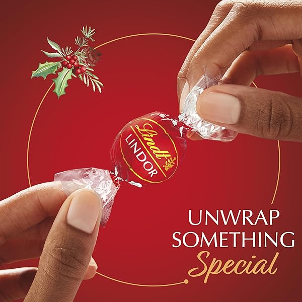 HOLIDAY LINDOR MILK MODERN GIFT BOX, ASSORTED CHOCOLATE CANDY WITH SMOOTH, MELTING TRUFFLE CENTER, 7.6 OZ.