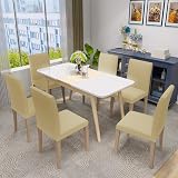 MAXIJIN Super Stretch Jacquard Dining Chair Slipcovers Beig e 4 Pack view 2