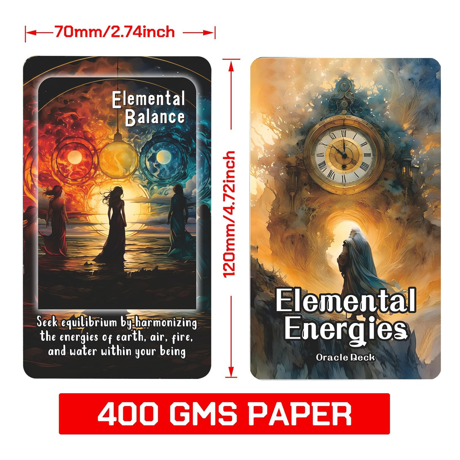 ZHQGYN Elemental Energy Oracle Cards: Harness The Power of Nature for Spiritual Guidance, Oracle Tarot Cards Readings for Beginners, clearing Life and karmic influences