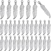 KMOSPAD 100pcs Feather Leaf Charm Pendants Vintage Alloy Tree Leave Plumage Dangle Charms Craft Supplies for DIY Bracelet Necklace Jewelry Making Findings