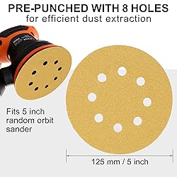 LotFancy 5 Inch 8 Hole 80 Grit Sanding
