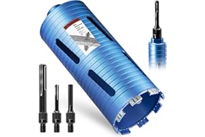 DaduoRi 4 1/4" Dry Core Drill Bit, 5/8"-11 Thread, with 3 Adapters Included: SDS Plus, SDS Max and 1/2" Hex Shank, 9.5" Drill