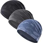 WTACTFUL 3-Pack Breathable Cooling Skull Cap for Men Women Thin Beanie | 3D Mesh Moisture Wicking Quick Dry Lightweight Head Cover Cap Under Helmet Liner for Motorcycle Cycling Running Hard Hat