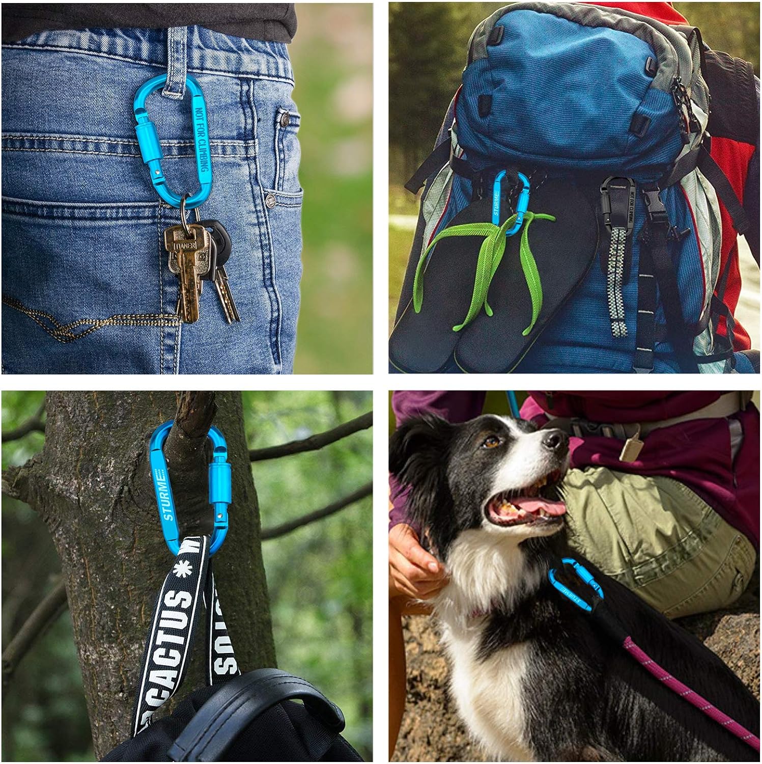 STURME Carabiner Clip Aluminum D-Ring Locking Durable Strong and Light Large Carabiners Clip Set for Outdoor Camping Screw Gate Lock Hooks Spring Link Improved Design Pack (9 Pack) : Sports & Outdoors