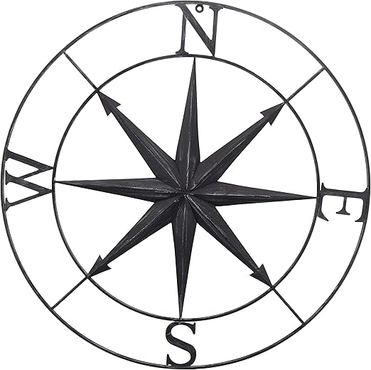 Amazon Com Bellaa 27451 Decorative Round Metal Compass Wall Decor