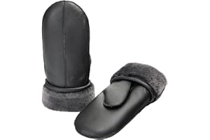 Zessano Men's Premium Shearling Sheepskin Leather Fur Mittens - Mens Classic Sheepskin Mittens