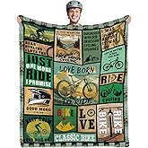 Wazzio Bicycle Blanket for Cyclists, Bike Lover Gifts for Men and Women, Christmas Birthday Gifts for Bicycle Enthusiasts, Mountain Bike Rider Blanket, Soft Throw for Sofa Couch Room 50"x60"
