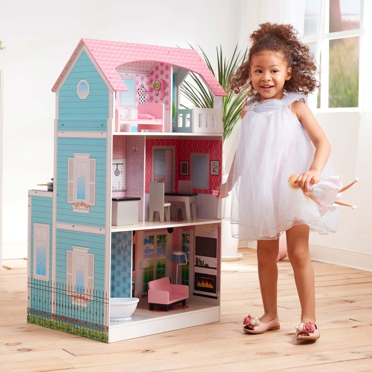 teamson posh 2 in 1 kitchen dollhouse