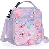 Clastyle Space Insulated Kids Lunch Bag Star‌ Large Thermal Cooler Bag for Baby Picnic School Toddler Lunch Box Tote,Pink Planet