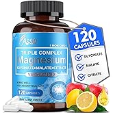 ASSR Triple Magnesium Complex – 300mg Magnesium Supplement with Glycinate, Malate & Citrate – Supports Relaxation, Muscle & Nerve Function – High Absorption, Vegan, Non-GMO, 120 Capsules