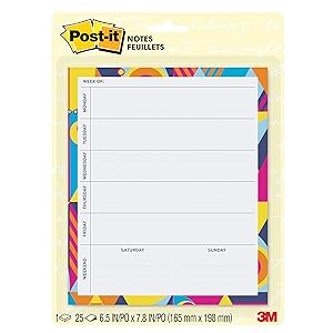 Post-it Super Sicky Printed Weekly Calendar, Watercolor, 6.5 in x 7.8 in (BC-DSKCAL-WTRC)