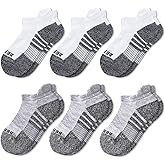 BERING Kids' Athletic Cushion Ankle Socks 6 Pairs Low Cut Heel Tab for Youth Big Boys Girls