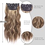 AliLeader 20 Inch Clip In Hair Extensions Brown with Honey Highlights 4Pcs view 5