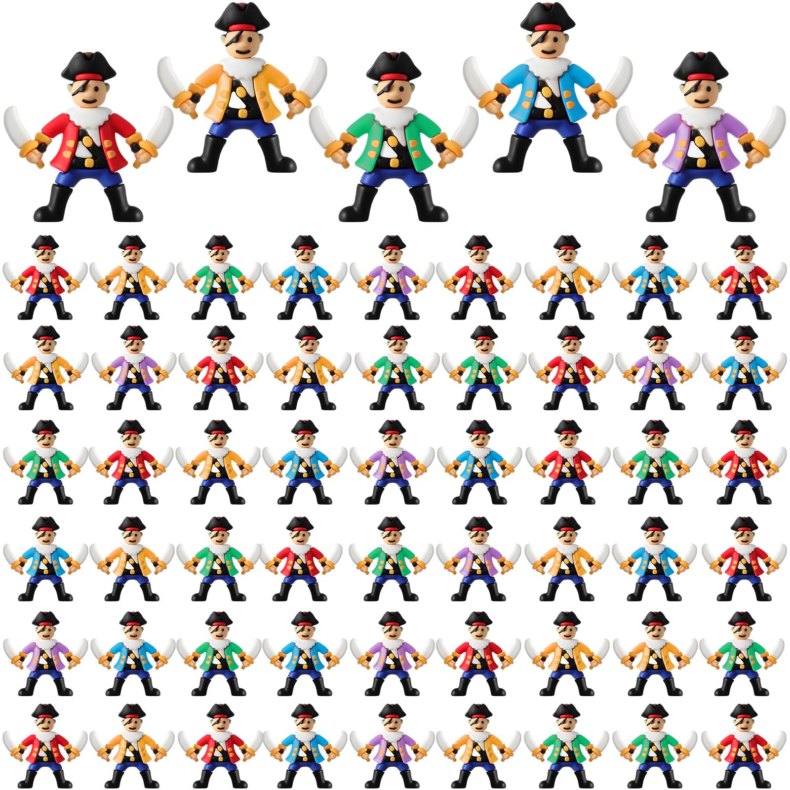 Photo 1 of Wesiti 100 Pcs Mini Pirate Figurines Small Pirate Toys for Halloween Adventure Themed Party Favors Supplies Goody Bag Fillers Cake Toppers Treasure Hunt Decor Birthday Gift Prize to Hide and Seek