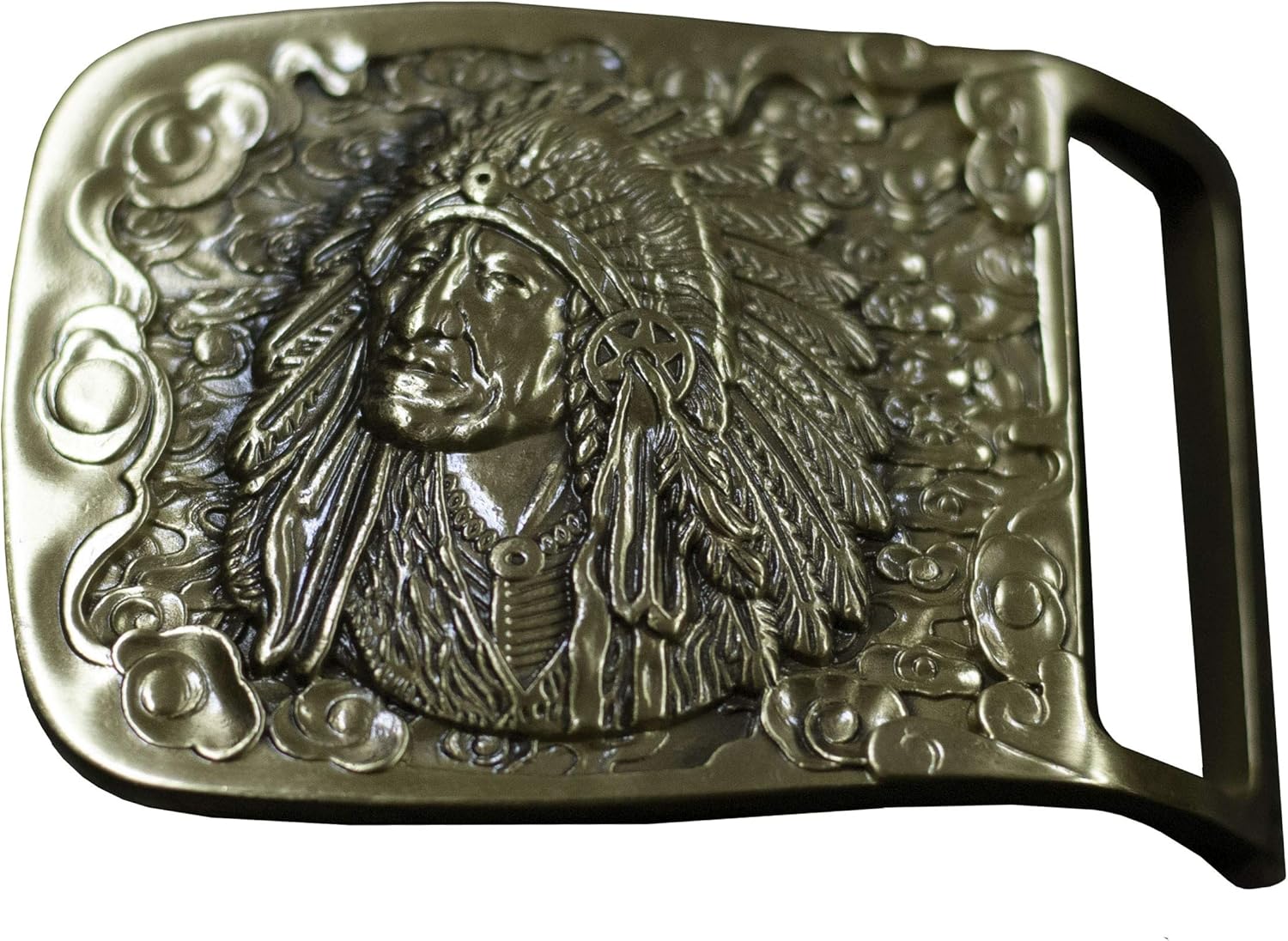 feathered indian belt buckle
