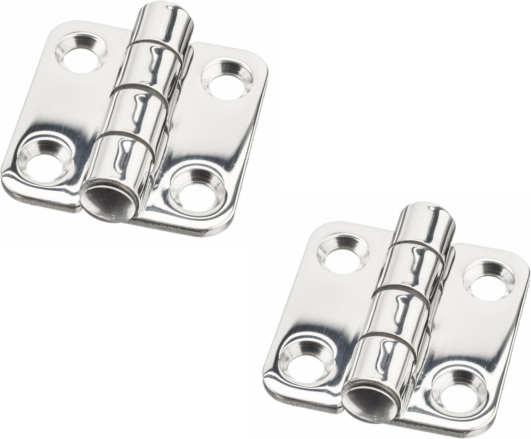 SeaLux Round Corner Door Butt Hinge 1-3/8" x 1-1/2" for Boat, RVs (Pair) Marine Grade Stainless Steel Mirror Polished