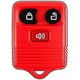 KeylessOption Key Fob Replacement for 2002 2003 2004 2005 2006 2007 2008 2009 2010 2011 2012 2013 2014 2015 2016 Ford F150 Explorer Ranger Mustang Lincoln Mazda Mercury Remote, 3-Button Red