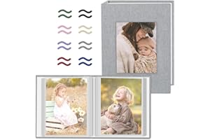 Popotop 2 Pack Photo Album 4x6 Pictures, Small Linen Slip-in Photo Albums Book for 80 Photos with 40 Pockets, Birthday Gifts for Women Mom Family Baby