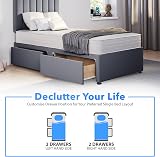 ComfoRest 3ft Single Bed with Mattress and 2 Drawers Grey Plush view 4