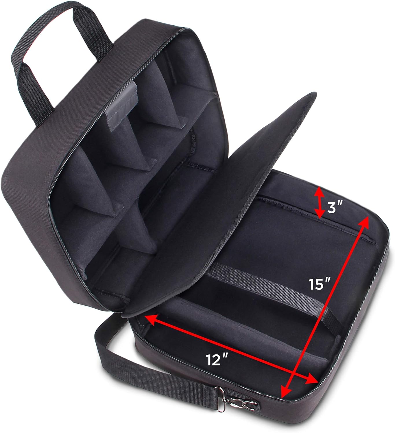 USA Gear Projector Case - Video Projector Bag Compatible with DBPOWER, ViewSonic PJD5134, Dr. J HI-04, and More Projectors - Scratch Resistant, Shoulder Strap, and Customizable Dividers (Black): Office Products