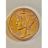 1 Ounce 2012 .999 Pure Copper Bullion Round Mercury Head Design
