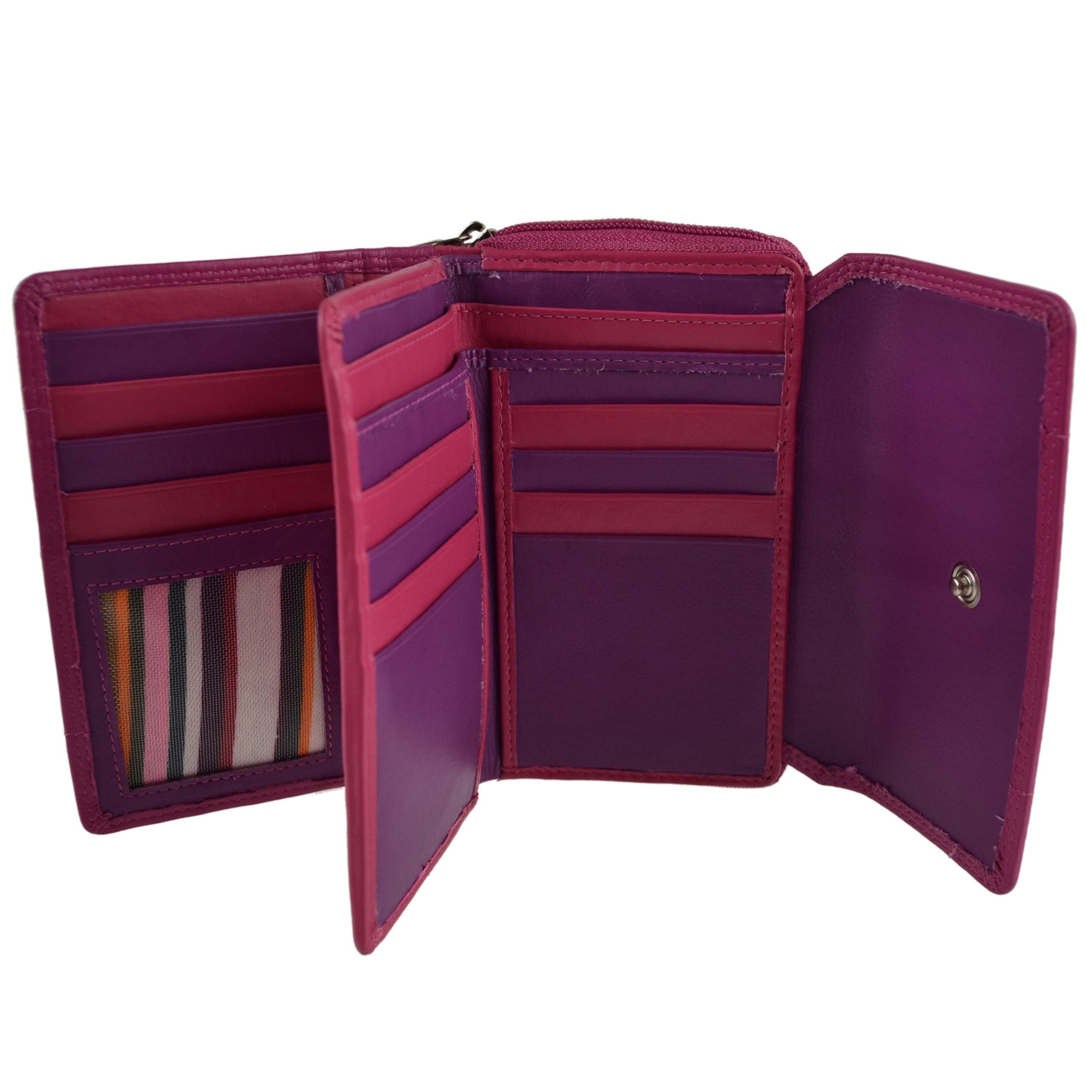 London Leather Goods Ladies Leather Purse/Wallet 17 Credit Card Slots (Blush) — image 1