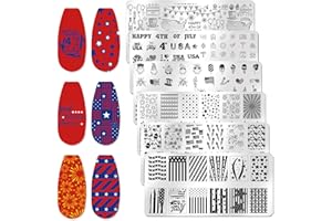 WOKOTO 6Pcs Fourth of July Nail Stamping Plates for Nail Art Stamping Plates Independence Day Nail Plates for Women Nail Art Design Stamp Plates American Flag Nail Stamp Plates Nail Templates