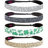 Hipsy Irish Green Headband St Patricks Day Accessories Clover Headband Gift Packs (Wide Silver/Peacock/Shamrock/Gold 4pk)