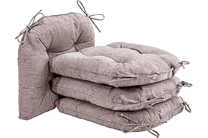 Kyaringtso Chair Cushions for Dining Chairs, 4 Pack Soft and Comfortable Chair Cushions Pads with Ties, Seat Cushions for Kitchen Chairs，Dining Room (4 Pack 17x16, Light Coffee)
