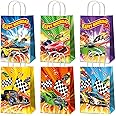 12PCS Hot Car Happy Birthday Party Favor Bags Wheels Car Party Supplies Race Car Party Treat Bags Hot Car Happy Birthday Game Party Gift Goodie Bags for Baby Shower Hot Car Wild Racer Party Favors