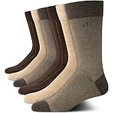 Calvin Klein Mens Dress Socks - 6 Pairs Soft Cotton Blend Crew Socks for Men - Classic Comfort Stay Up Cuff Mixed Pattern