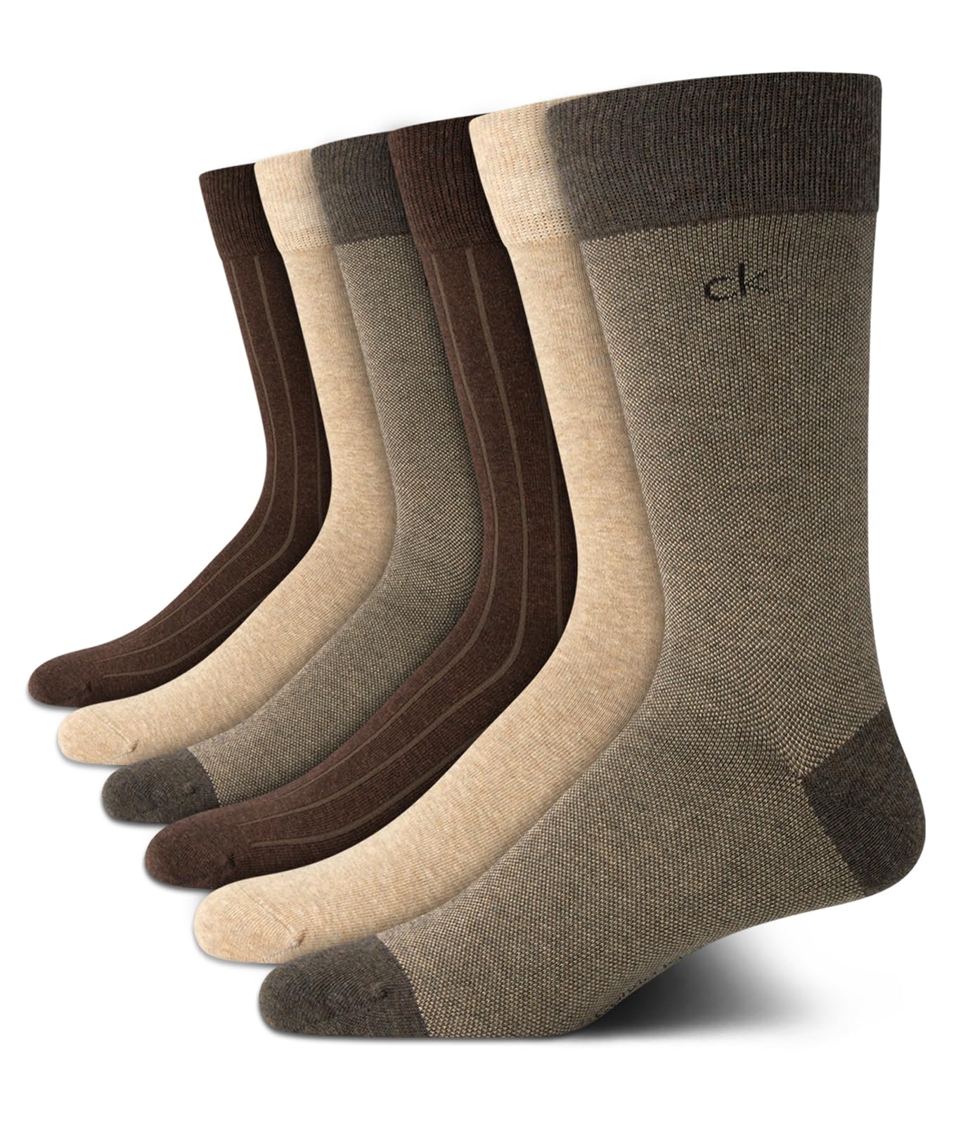 Calvin Klein Men's Dress Socks - 6 Pairs Classic Comfort Stay Up Cuff Mixed Pattern - Dress Socks for Men (7-12)