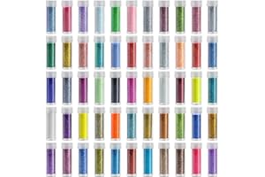 LINWULTE Ultra Fine Holographic and Iridescent Glitter, 55 Colors Extra Fine Resin Glitter Powder, Craft Glitter for Resin Tumblers Art Crafts Making, Cosmetic Glitter for Nail Body Eye Face Hair Makeup