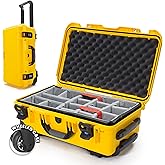 NANUK 935 Hard Case with Padded Divider – Waterproof Equipment Case with Wheels, 22” x 14” x 9” – Dustproof and Impact Resistant, Airline Carry-On Approved – Yellow