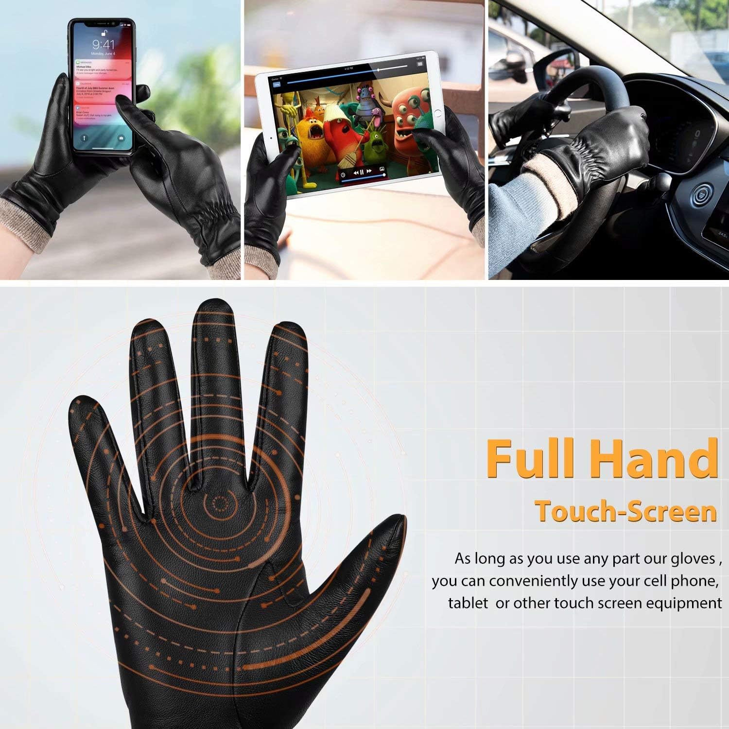 Genuine Sheepskin Leather Gloves For Women, Winter Warm Touchscreen Texting Cashmere Lined Driving Motorcycle Dress Gloves at  Women’s Clothing store