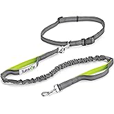 Tuff Mutt Waist Hands Free Dog Leash for Walking Running Hiking | Waist Leash with Bungee, Adjustable Belt, Reflective Double Handle Design, Carabiner Clip, For Medium &amp; Large Dogs