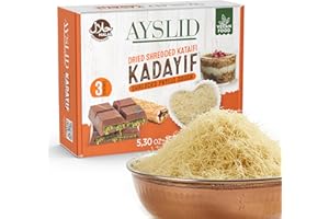 AYSLID Shredded Kataifi Dough - Dried Kunafa/Knafeh Kadayif Threads - Ready for Baking & Toasting - Traditional Filo/Phyllo Pastry for Pistachio Chocolate Desserts 150g (5.30 oz)