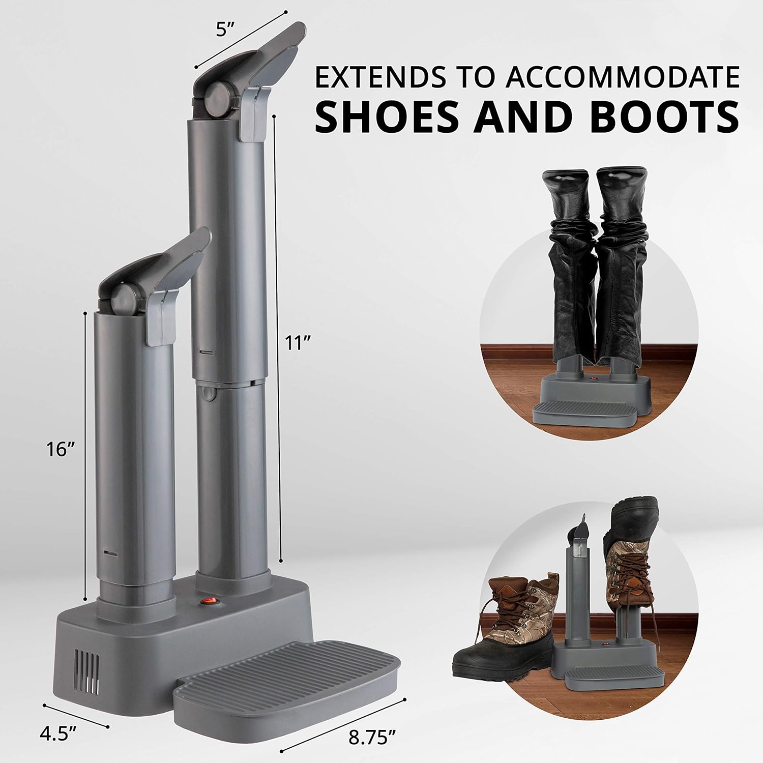 LiveFine Boot Dryer - Electric Fan-less Heated - Snow Boots, Shoes, Gloves, Winter Gear & Footwear - Fast, Quiet, On/Off Switch, Eliminates Dampness & Prevents Odor from Water, Sweat, Mold & Bacteria: Shoes