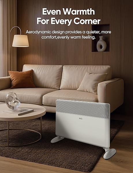 BALLU CONVECTION PANEL SPACE HEATER FOR LARGE ROOM,1500W ELECTRIC HEATER WITH PROGRAMMABLE THERMOSTAT,WIFI APP CONTROL,STANDING OR WALL MOUNT,SMART QUIET HEATER FOR INDOOR USE,WORKS WITH ALEXA,WHITE