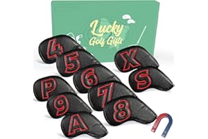 Golf Club Covers Iron Value 10 Pack Stylish Synthetic PU Leather Headcover, Embroidery Numbers Head Covers Universal Protecto