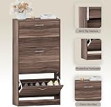 Vida Designs Walnut Shoe Cabinet 3 Pull-Down Drawers Hallway Storage view 5
