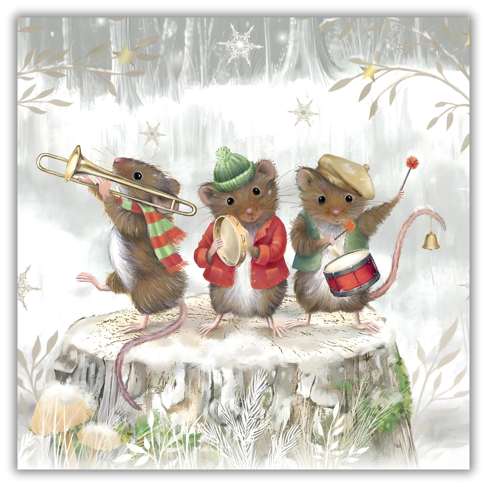 Museums & Galleries Charity Christmas Cards Pack of 8 - Festive Musical Mice in the Snow - Premium Greeting Cards Multipack with Envelopes - Supporting Macmillan Cancer Support