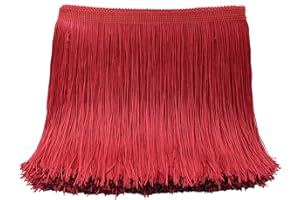 Dortrue 10 Yards of 8" Dark Red Fringe Trim Tassel Sewing Trim for Clothes Accessories Latin Wedding Dress DIY Lamp Shade Decoration
