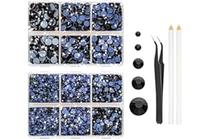 Hotfix Rhinestones, 6600PCS Rhinestones for Bedazzling, 5 Sizes Bedazzle Kit with Wax Pencil and Tweezers, Hotfix Crystals fo